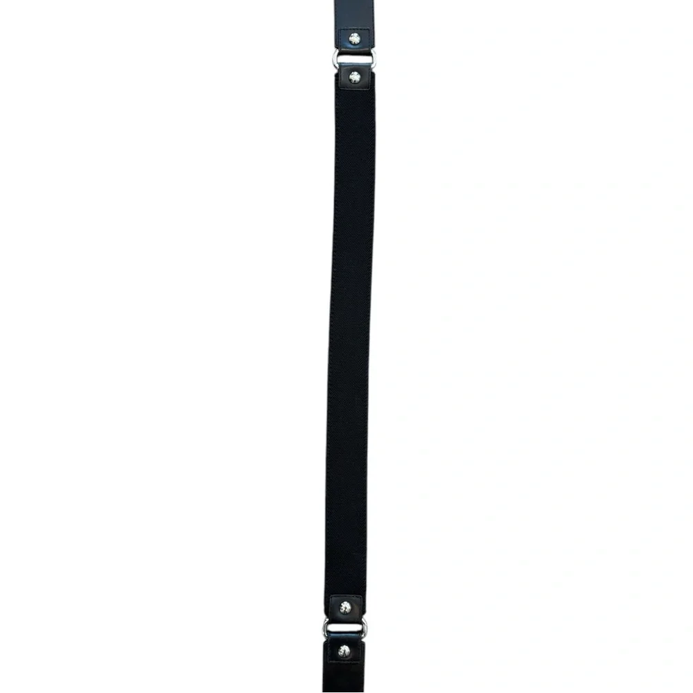 Armani Exchange Chunky Leather Elastic 1.5 in Women's Belt‎ Black Silver 40 in.